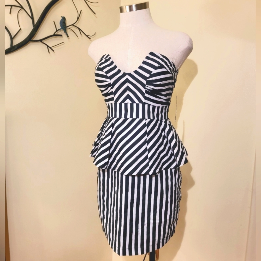 NWT Thread Black & White Striped Bodycon Dress